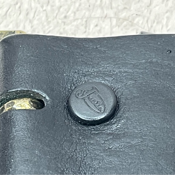 Justin Boots Black Leather Belt with Brass Buckle Men’s 32 Western Cowboy Casual - Picture 5 of 10